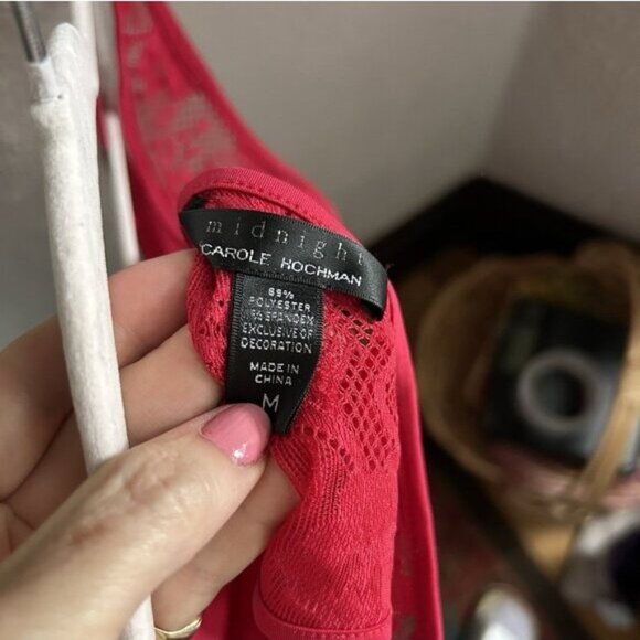 Carole Hochman Negligee Slip Dress Red lace Fairy Milkmaid Gown Romantic Xmas - Picture 5 of 8